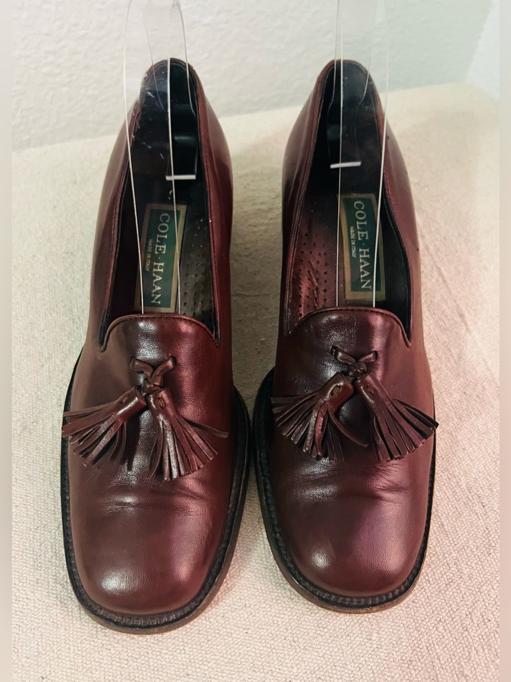 Cole Haan Burgundy Leather Tassel Loafers